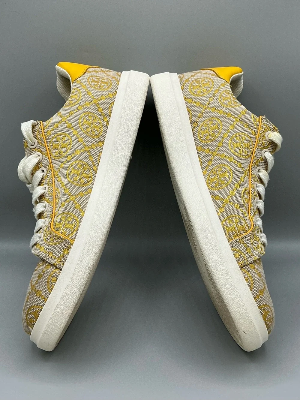 Tory Burch Howell T Monogram Goldfinch Yellow Low Top Sneakers